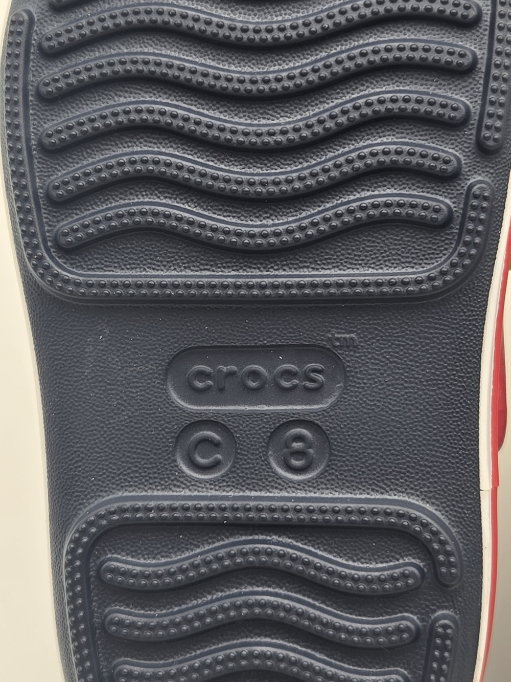 CROCS Crocband Cruise Navy With Red Strap Unisex Sandals Toddler Size C8 - Picture 9 of 11